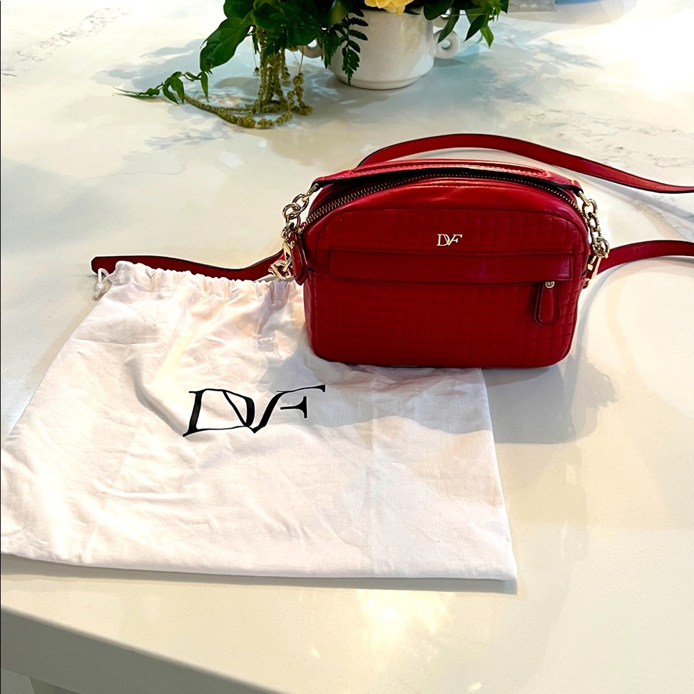 Diane Von Furstenberg Red Quilted Crossbody or Clutch